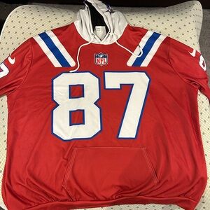 Red NFL New England Patriots Hoodie with Number 87 Rob Gronkowski